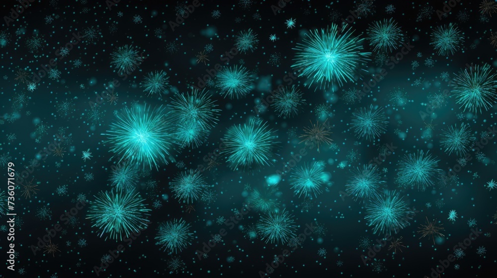 Fototapeta premium Background of fireworks in Cyan color