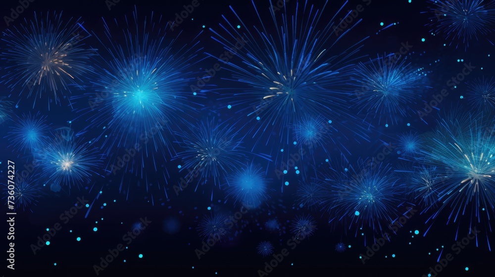 Fototapeta premium Background of fireworks in Sapphire color.