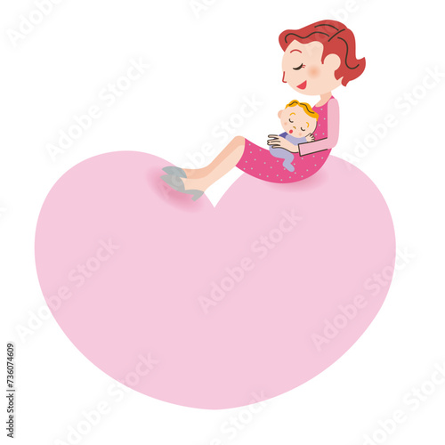 ハートの上で抱っこをするママ