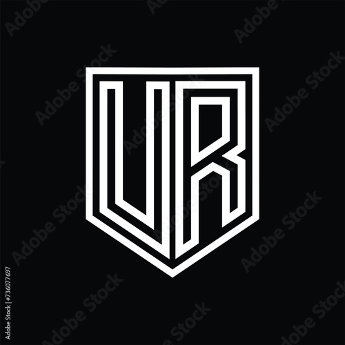 UR Letter Logo monogram shield geometric line inside shield isolated style design