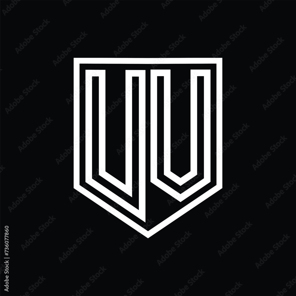 UV Letter Logo monogram shield geometric line inside shield isolated style design UV Letter Logo monogram shield geometric line inside shield isolated style design