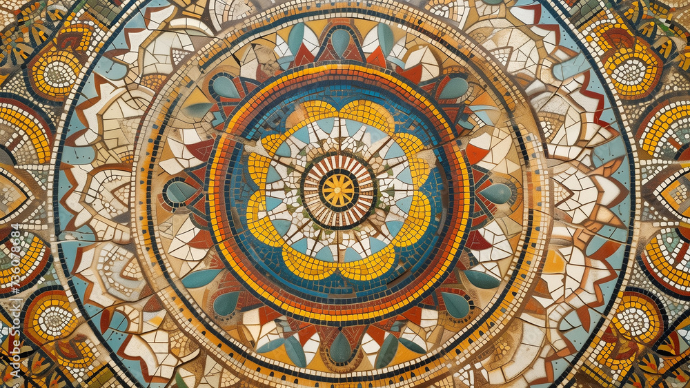 Kaleidoscope of History: Top View of an Ancient Mosaic Floor