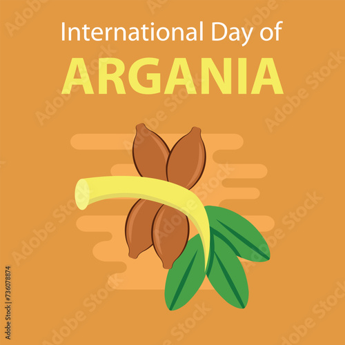 illustration vector graphic of Argania seeds in a piece of tree stem, perfect for international day, international day of argania, celebrate, greeting card, etc.