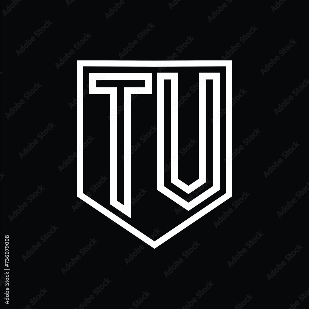 TV Letter Logo monogram shield geometric line inside shield isolated style design