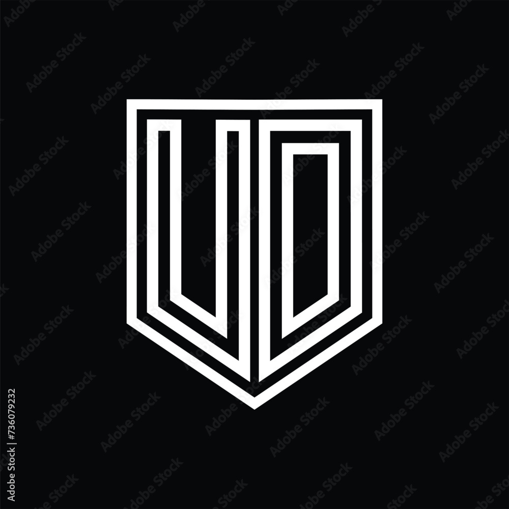 UD Letter Logo monogram shield geometric line inside shield isolated style design UD Letter Logo monogram shield geometric line inside shield isolated style design