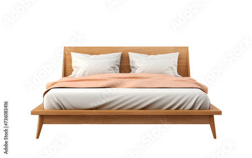 Wooden Platform Bed with Storage on transparent background