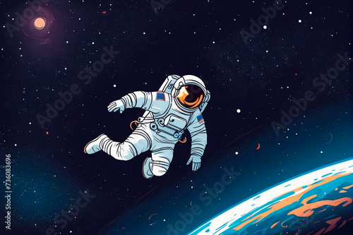 Astronaut in outer space, vector style. Generative AI