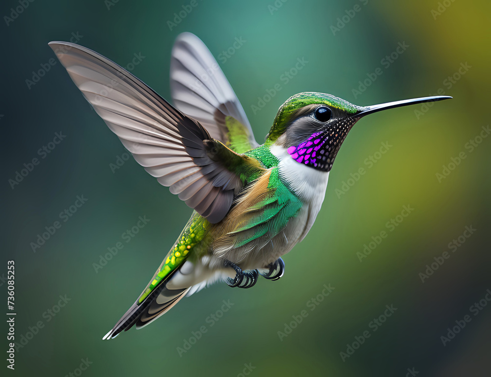 kolibri mit lila Hals - obrazy, fototapety, plakaty 