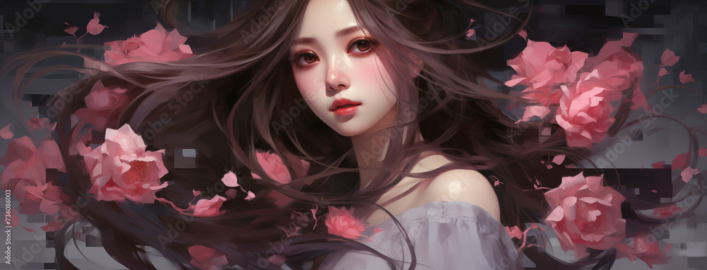Ethereal Beauty Amidst Blushing Petals Ethereal Beauty Amidst Blushing Petals