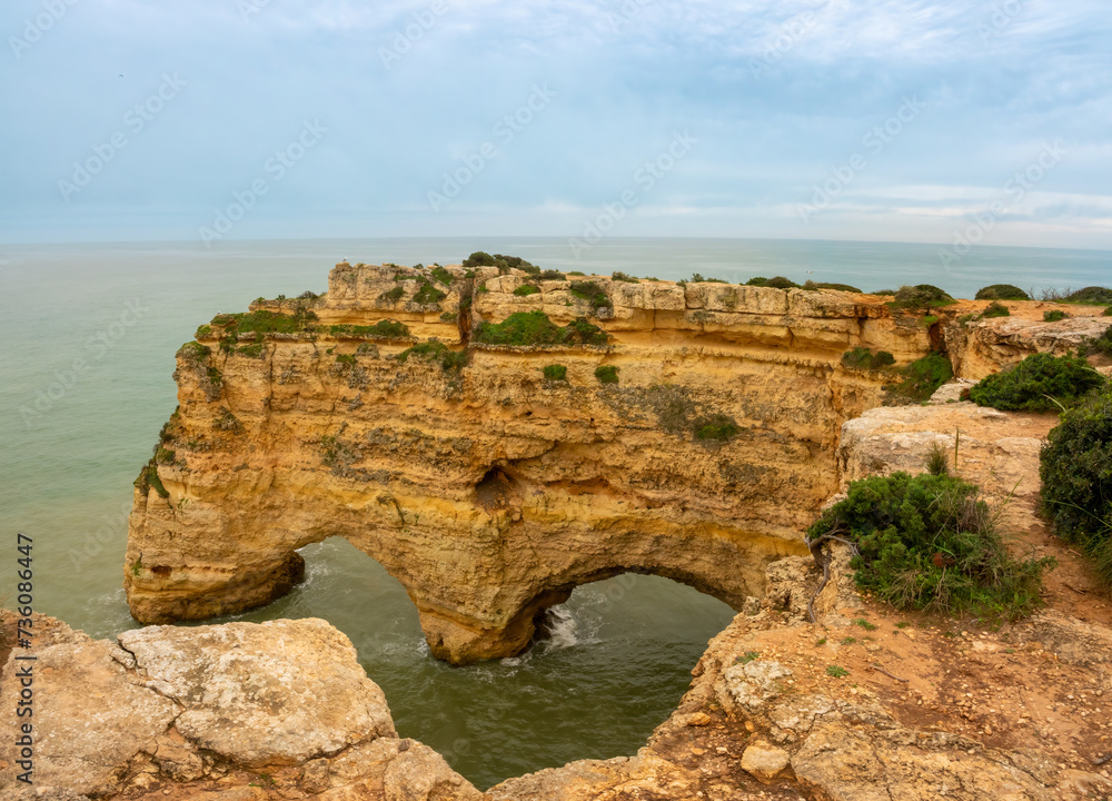 Praia da Marinha (Navy Beach) one of the most beautiful beaches of Portugal, Lagoa, Algarve, Portugal.