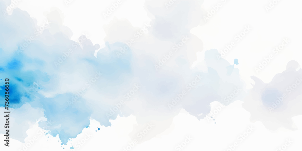 abstract soft brush painted white and blue watercolor background.	