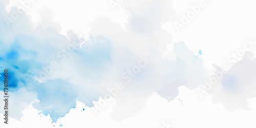 abstract soft brush painted white and blue watercolor background.	 photo