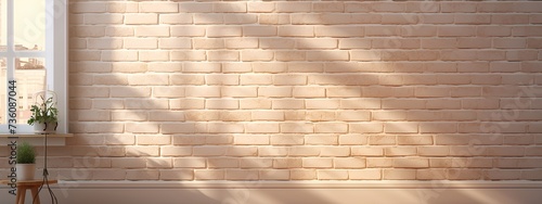 It is intended to be used as a banner, showing a wall made of light ivory colored brick with a window on one side and a potted plant in front of it.