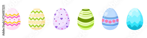 Colorful easter day egg collection flat illustration vector