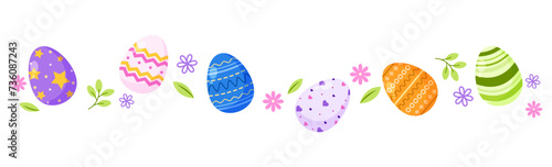 Cute easter egg divider border decoration easter day flat illustration vector photo