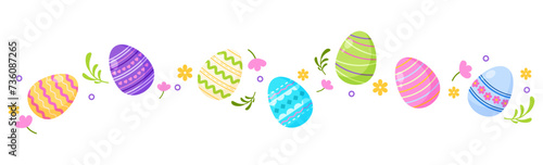 Colorful divider cute eggs easter day decoration border illustration vector