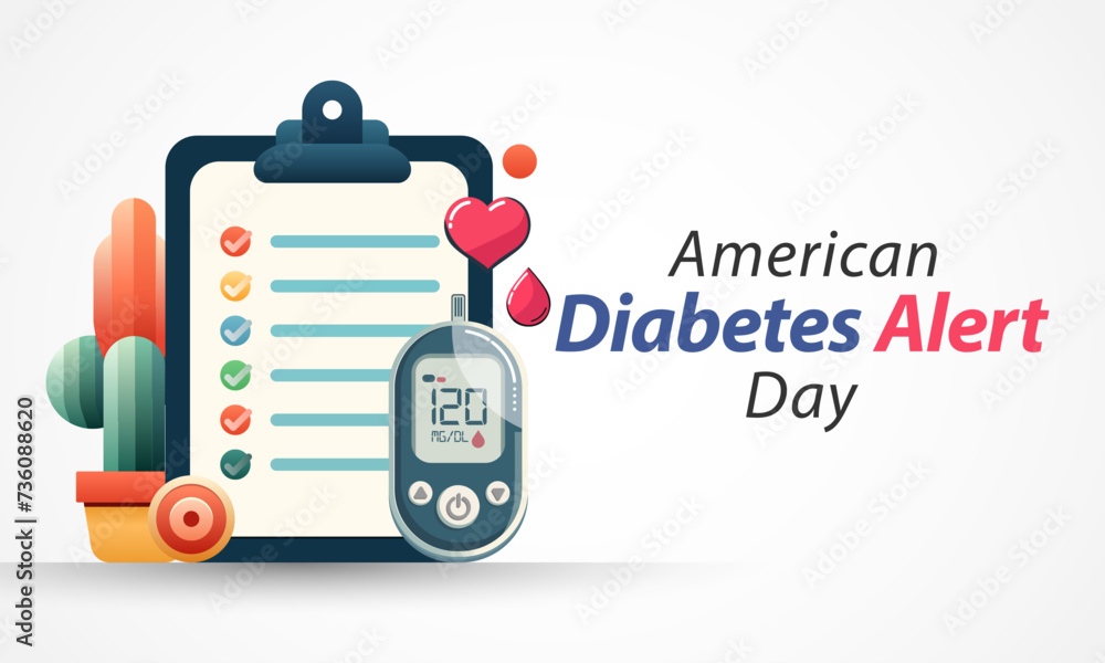 American Diabetes Alert day is observed every year in March, is a one-day wake-up call that focuses on the seriousness of diabetes and the importance of understanding risk. Vector illustration