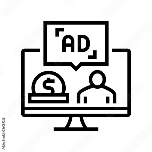 sponsored content line icon vector. sponsored content sign. isolated contour symbol black illustration