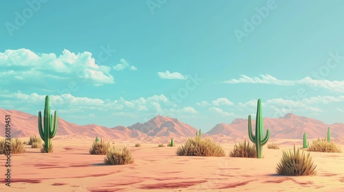 3D Rendered Background: Empty Desert Space for Kids and Animation by Generative AI