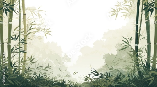 Background with bamboo forest in White color.