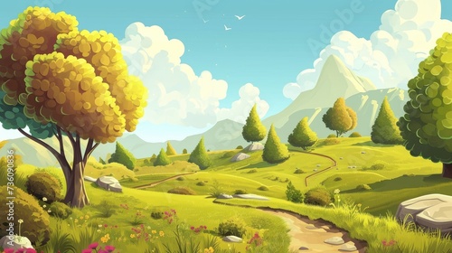  3D Cartoon Nature Background for Kids and Animation by Generative AI