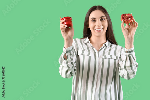 Young woman with tasty yogh...