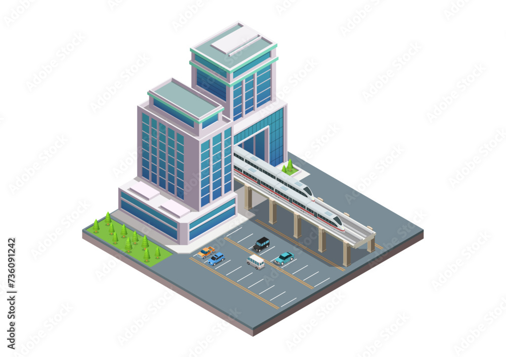 Modern fast train station building Modern fast train station building