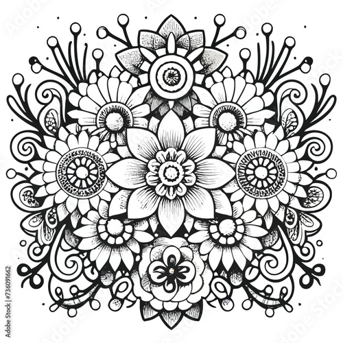 Flower Coloring Outline Vector