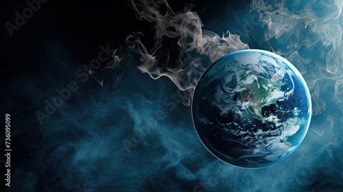 Concept illustration on global warming and climate change. The depletion of the ozone layer and its impact on Earth photo