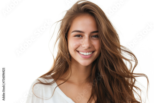beautiful woman face smiling isolated on transparent