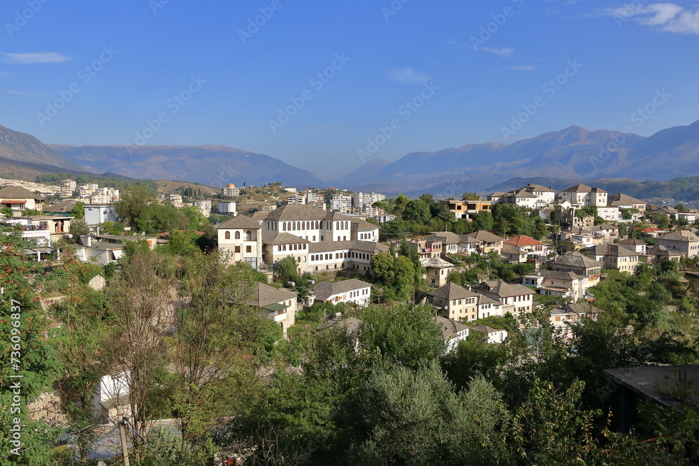 Fototapeta premium View of Old Town Gjirokastra, Albania