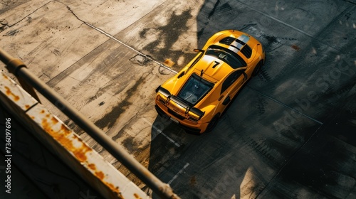 Aerial View of a Racing Car on a Racing Track Captured by Generative AI