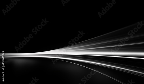 black and white light streaks background, motion blur speed effect