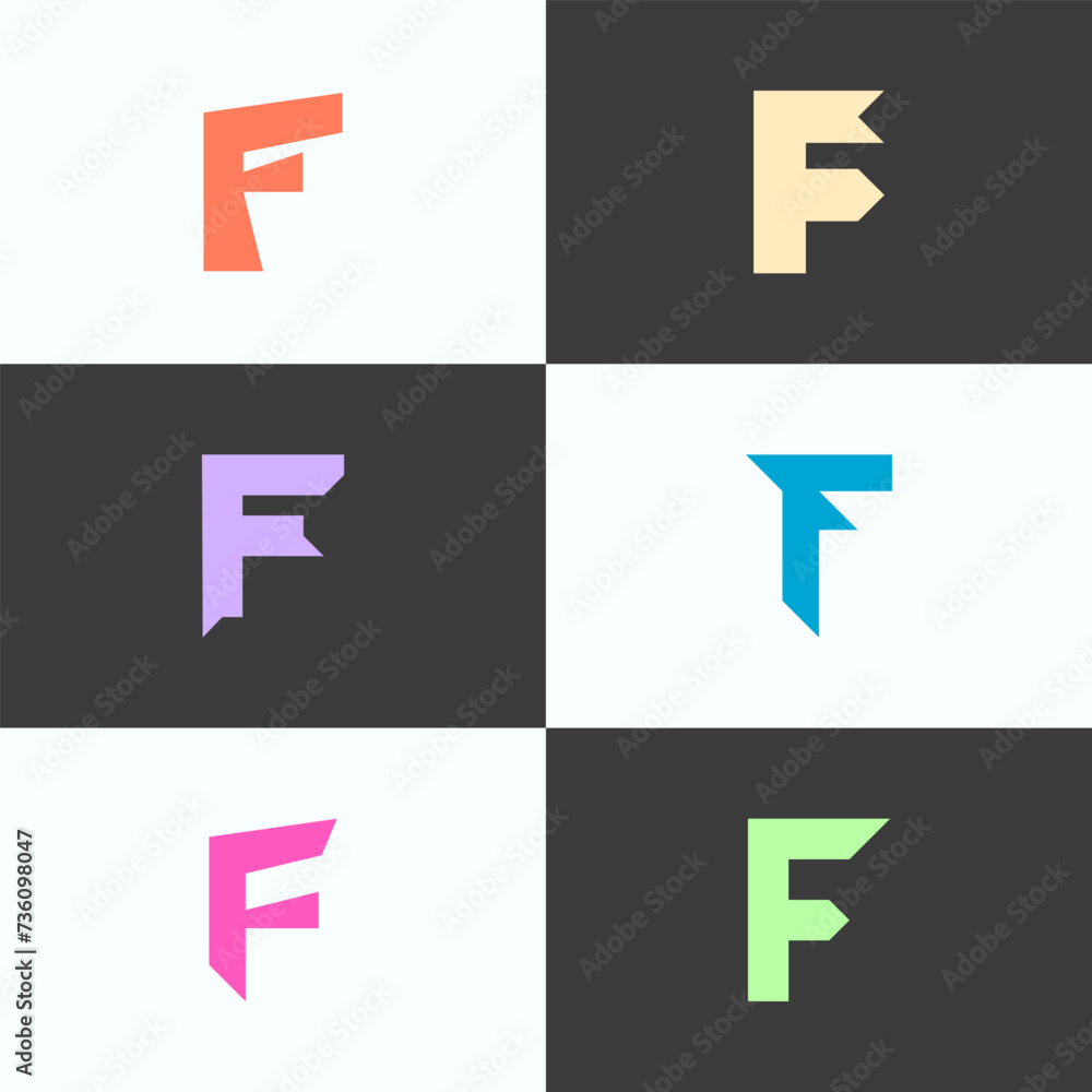 SET ILLUSTRATION LETTER F GEOMETRIC LOGO ICON FLAT COLOR TEMPLATE SIMPLE MINIMALIST ELEMENT DESIGN SIMPLE VECTOR GOOD FOR APPS, BRAND SET ILLUSTRATION LETTER F GEOMETRIC LOGO ICON FLAT COLOR TEMPLATE SIMPLE MINIMALIST ELEMENT DESIGN SIMPLE VECTOR GOOD FOR APPS, BRAND