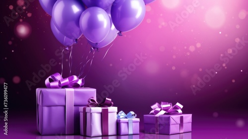 Background with birthday gifts in Violet color. © Various Backgrounds