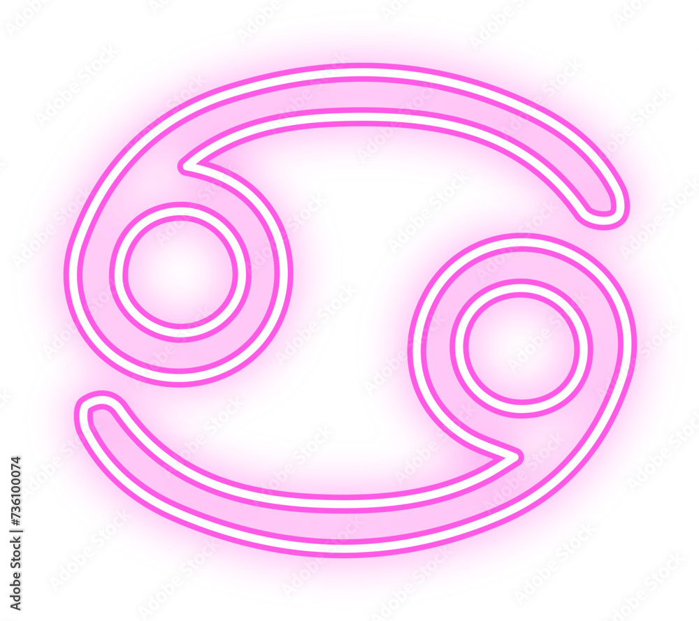 Zodiac sign icon, horoscope, divination, zodiac, western, illustration, symbol, vector, neon, pink, circle,