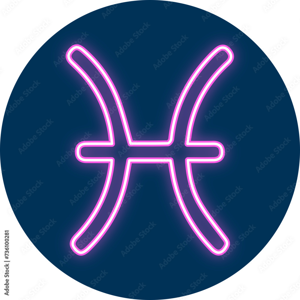 Fototapeta premium Zodiac sign icon, horoscope, divination, zodiac, western, illustration, symbol, vector, neon, pink, circle,