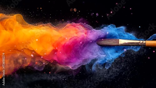 Watercolor wave with paintbrush. Seamless looping time-lapse 4k video animation background