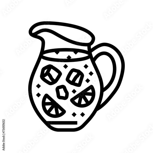 sangria pitcher spanish cuisine line icon vector. sangria pitcher spanish cuisine sign. isolated contour symbol black illustration