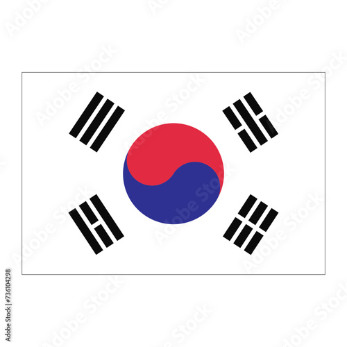 Taegeukgi, the national flag of Korea, vector icon