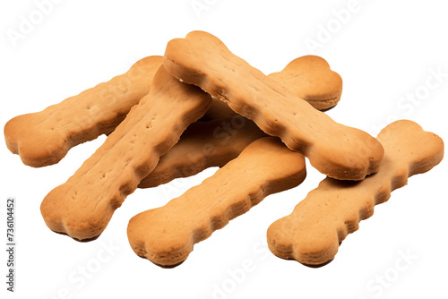 Crunchy brown bone shaped dog biscuit PNG as a treat isolated on a white And transparent background - canine snack Dog baked cookie 