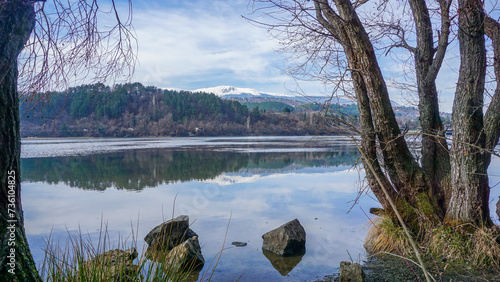 01_Panorama from Pancharevo Lake to Cherni Vrah Peak, Vitosha Mountain, Bulgaria. photo