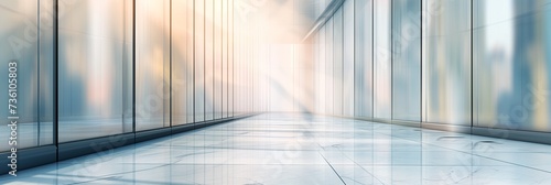 Abstract banner background with glass walls modern architecture. A glass wall in a modern business office building.