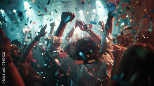 Group of People Celebrating With Confetti at a Party