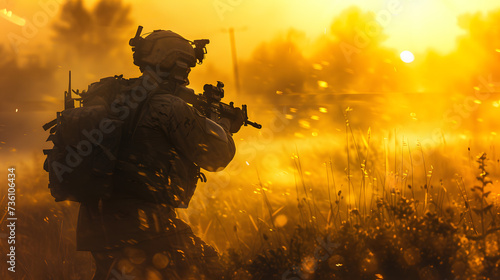 Soldier With Gun in Field © Ilugram