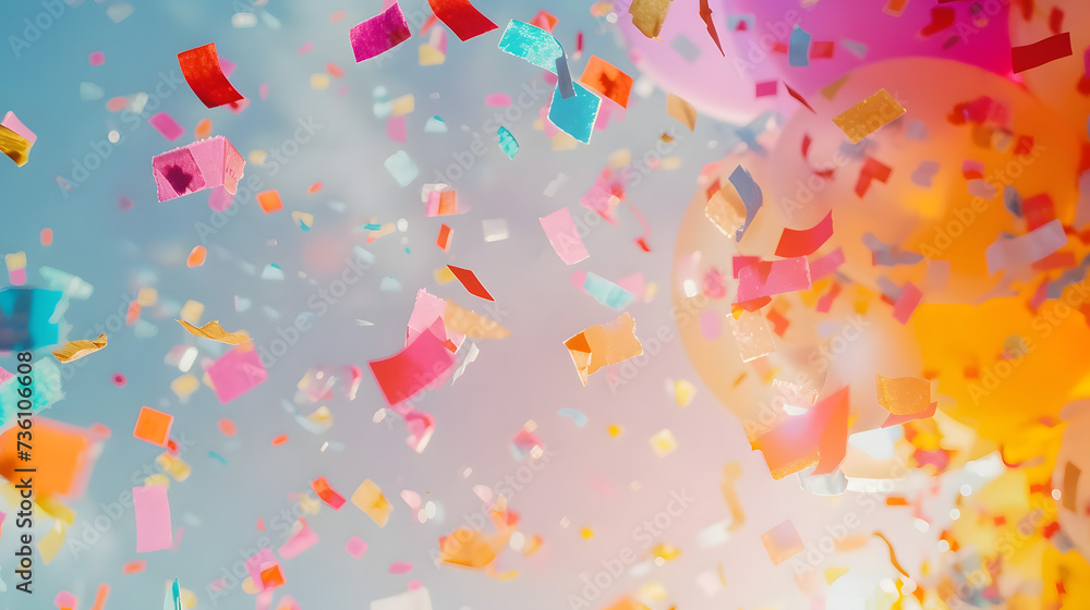 Colorful Confetti Floating in the Air