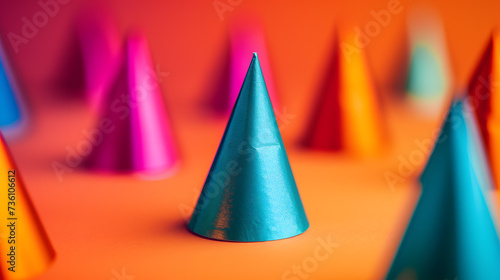 Colorful Cones Grouped on Table