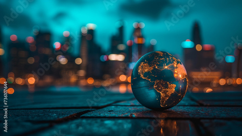 Small Globe in Front of City photo