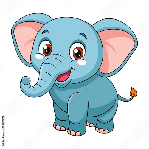 Funny elephant cartoon on white