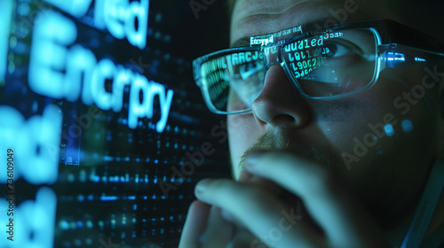 Man Wearing Glasses Examining Computer Screen